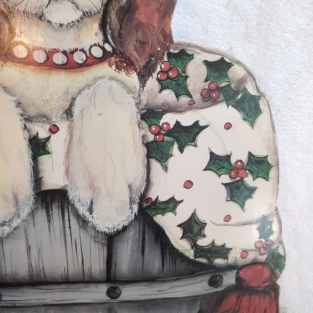 Vintage Christmas Puppy Silent Companion Wood Dummy Board Dog Wall Art Spaniel
